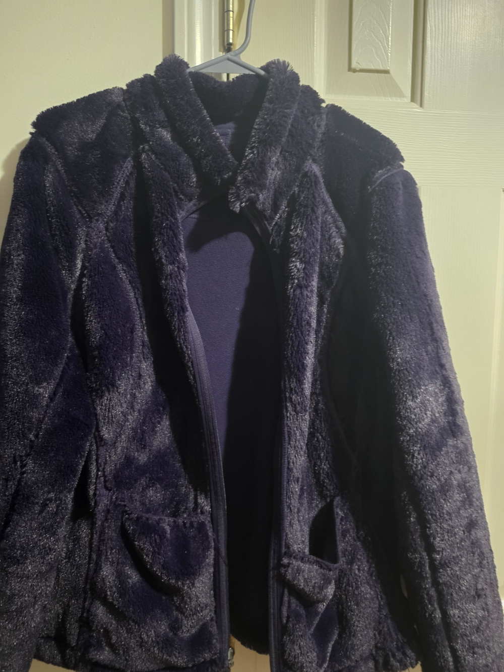 Plush Faux-Fur Navy Jacket for Women